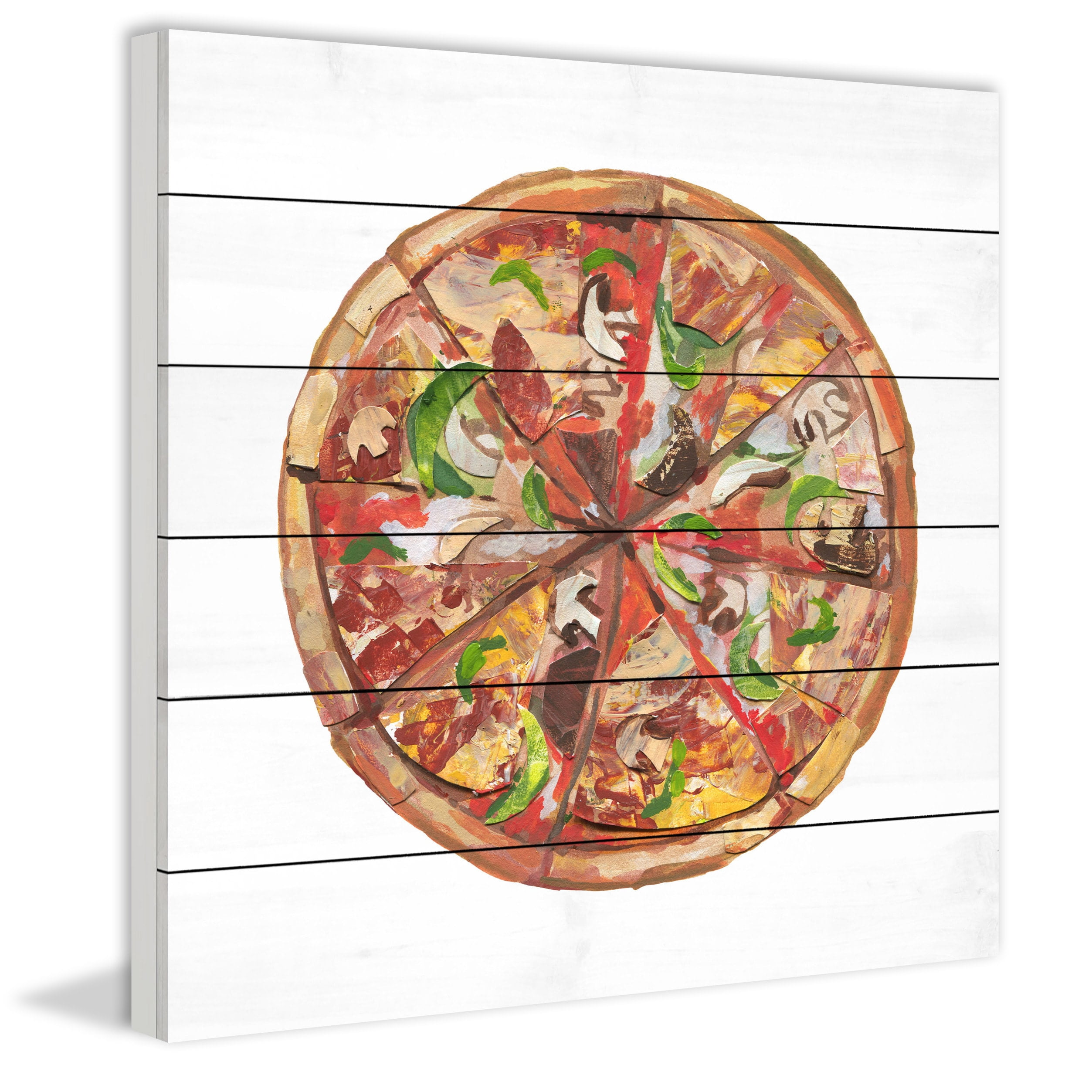 "Ultimate Pizza" Painting Print on White Wood