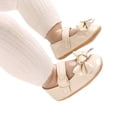 thumbnail image 5 of Zanarzt Newborn Girl Shoes Baby Girls Mary Jane Shoes Cute Bow Leather Princess Shoes Soft Sole Anti-Slip Newborn First Walking Shoes Dress Shoes Beige,US 4, 5 of 8