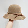 thumbnail image 4 of Women Knitted Bucket Sun‑Hat With Bow‑Knot Strap UV Protection Wide Brim Elegant Summer Sun Hat Packable Breathable Outdoor Travel Beach Head‑Accessory, 4 of 4
