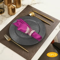 50 Elegant Black Charger Plates Set for Weddings & Events - 13" Round