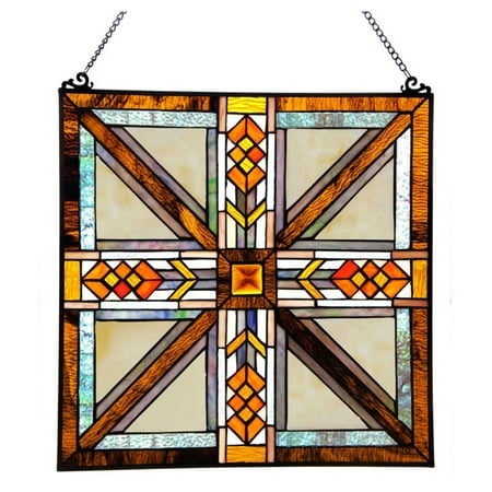 - River of Goods Stained Glass Southwestern Mission Style Window Panel