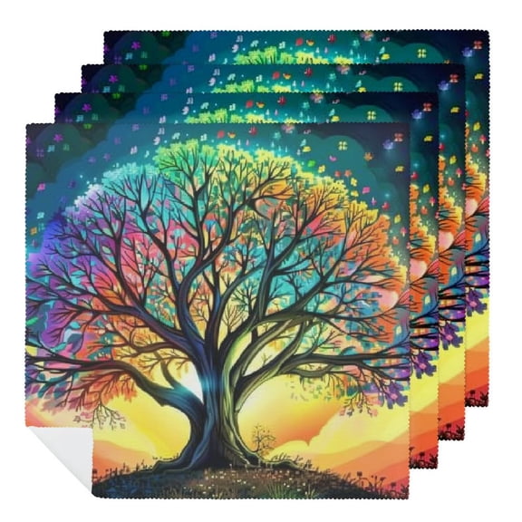 JRXY Tree of Life Polyester Cloth Napkins for Farmhouse Party Dining Table Decor, Washable Fabric Napkins 2 PCS