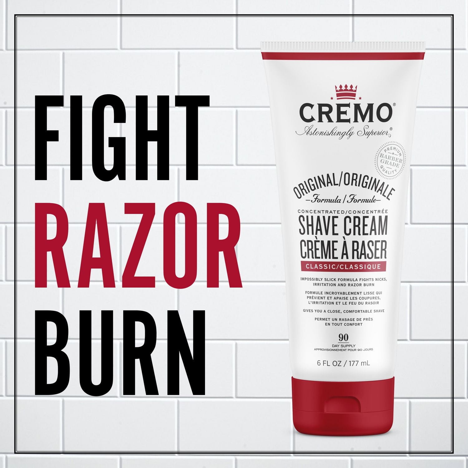 Cremo Original Shave Cream - smooth shaving cream fights razor burn, nicks and cuts, 177 ml (6 FL OZ)