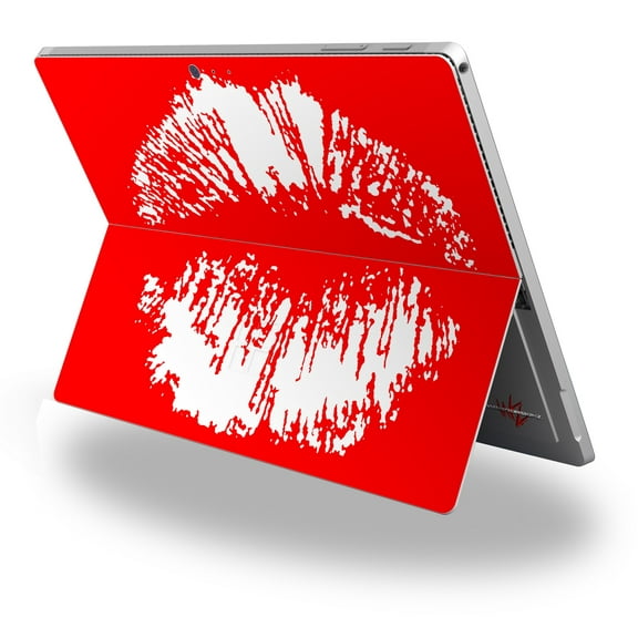 Decal Style Vinyl Skin for Microsoft Surface Pro 4 - Big Kiss Lips White on Red - (SURFACE NOT INCLUDED)