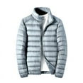 thumbnail image 3 of 50% off Clear! Men's Lightweight Puffer Down Jackets without Hood Winter Coat Hoodless Puffer Jacket Long Sleeve Solid Zip Up Coat, 3 of 4
