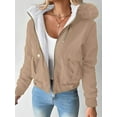 thumbnail image 5 of Women'S Parka Coat Plus Size Winter Warm Fleece Lined Anoraks Thicken Hooded Outerwear Khaki M, 5 of 7