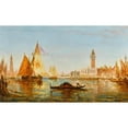 thumbnail image 2 of Félix Ziem 14x10 Black Ornate Wood Framed Double Matted Museum Art Print Titled: Venice, Gondola and Sailboats in Front of the Palais Des Doges and San Giorgio Maggiore, 2 of 5