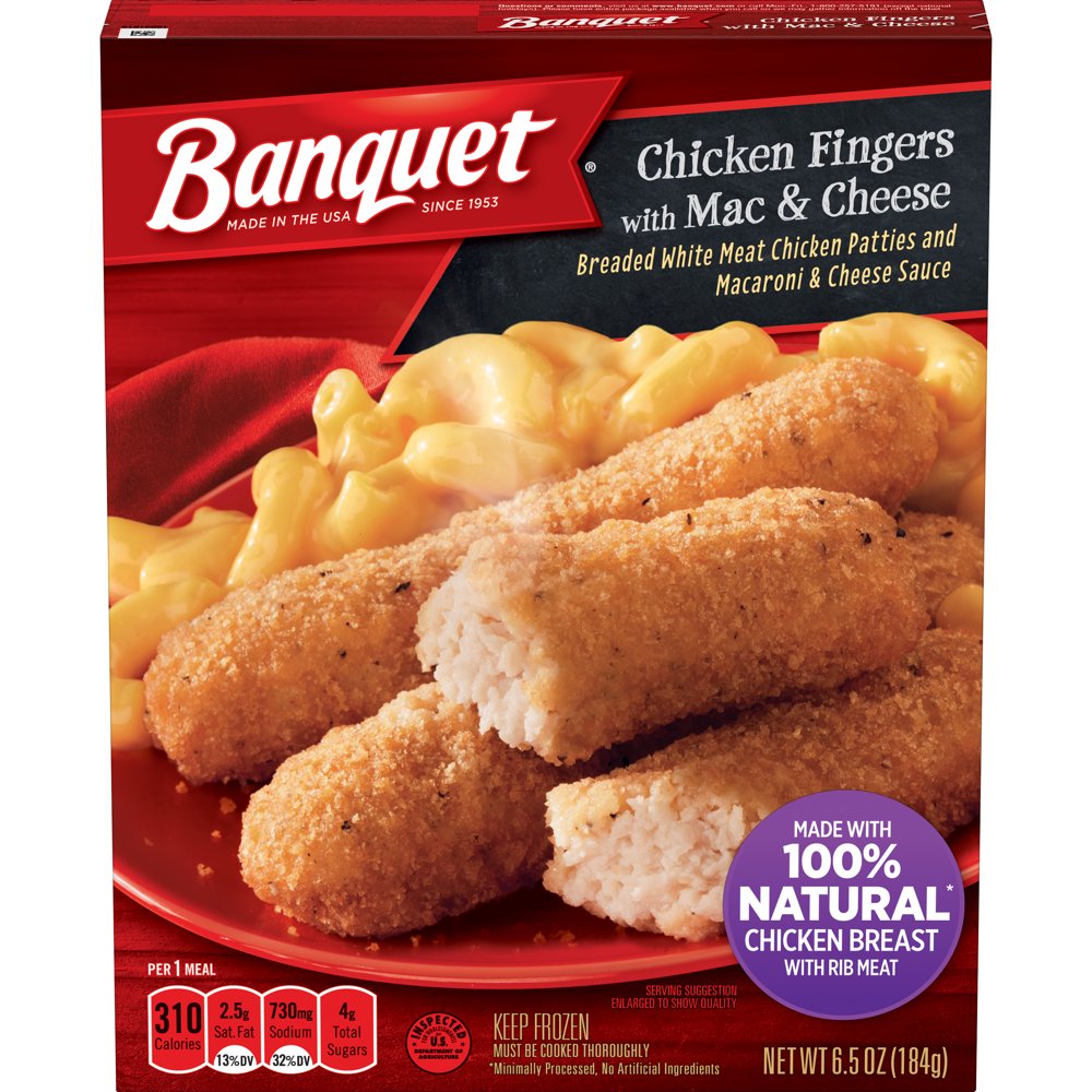 Banquet Basic Chicken Fingers Frozen Single Serve Meal 6.5 Ounce