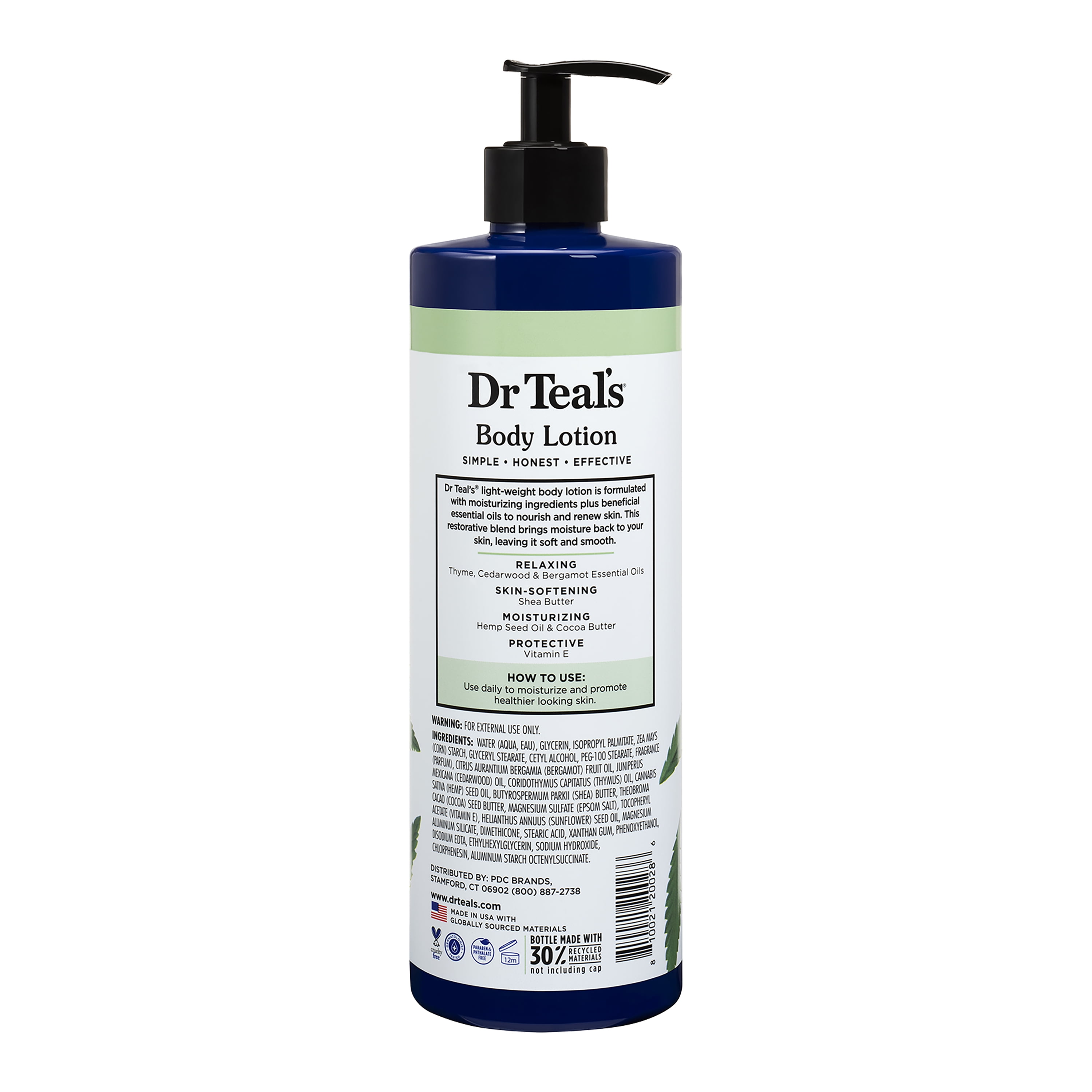 Dr Teal's Body Lotion with Cannabis Sativa Hemp Seed Oil & Essential Oils, 18 fl oz.