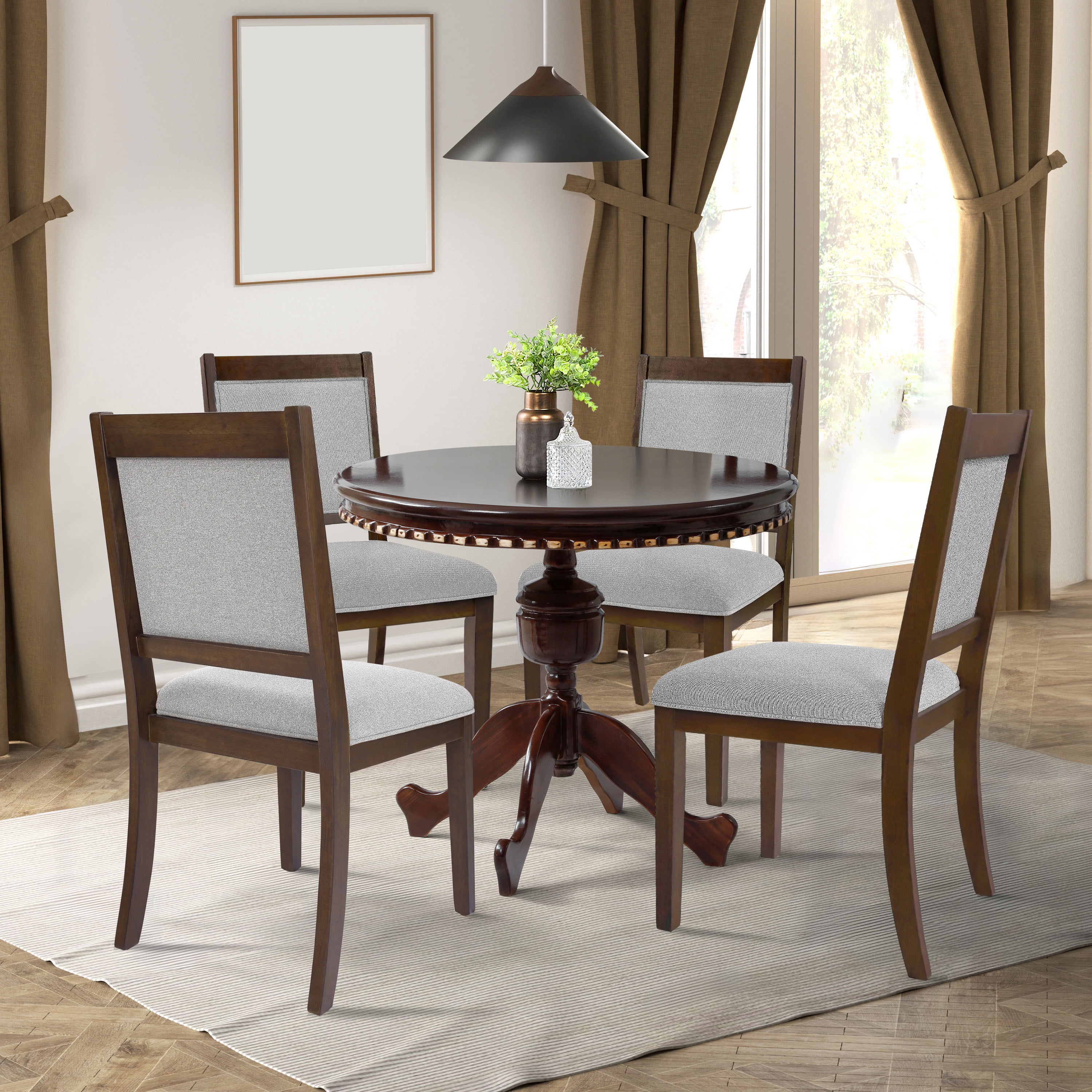 HomePop Open Back Upholstered Dining Chair, Set of 2, Gray