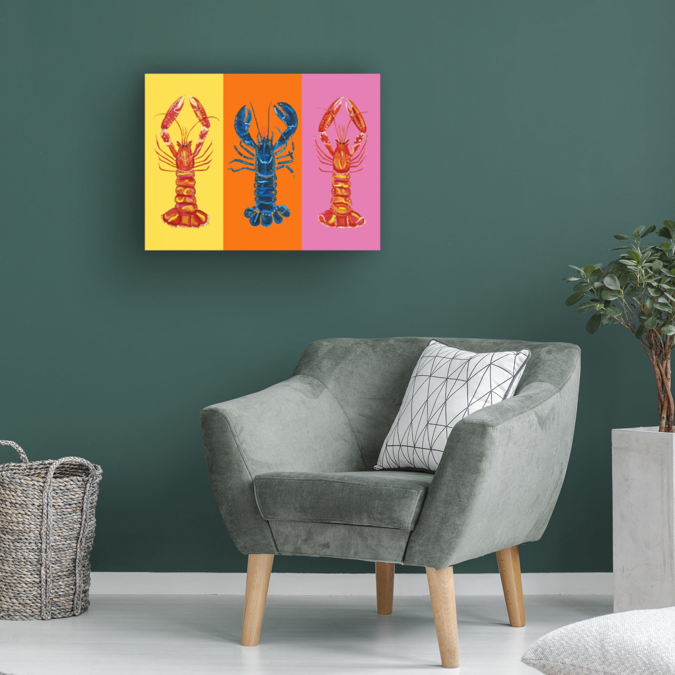Trademark Fine Art Alice Straker  Lobster Langoustines Pop Art 3 Canvas Wall Art