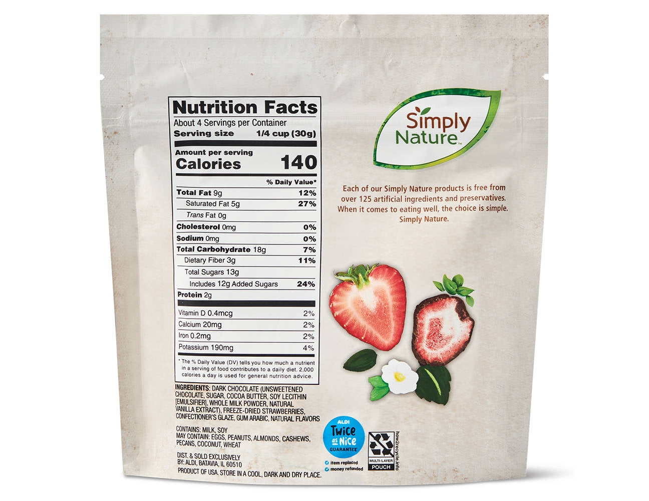 Simply Nature Freeze-Dried Chocolate Covered Fruits Banana and Strawberry