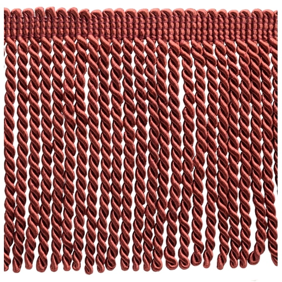DECOPRO 6" (15cm) Decorative Bullion Fringe Trim, Basic Solid Collection, Traditional Satiny Finish # BFS6, Dark Rust Orange #K35 (Deep Coral) Sold By The Yard (36"/3 ft/0.9m)