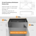 thumbnail image 4 of 33 inch Gunmetal Black Stainless Steel  18-Gauge Single Bowl Farmhouse Workstation Kitchen Sink, 4 of 7