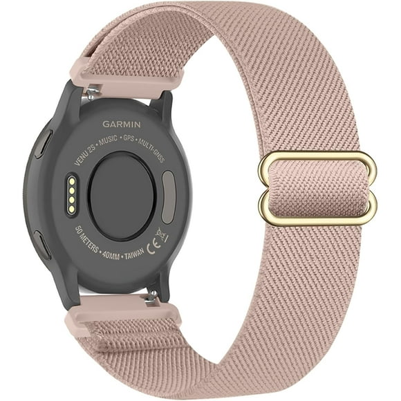 KOMI 18mm Stretchy Nylon Watch Bands Compatible with Garmin Vivoactive Venu 2S/Venu 3S/Vivomove 3S/4S/Forerunner 265S/255S/255S Music Rose Pink