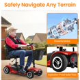 thumbnail image 5 of THLAND 4 Wheel Mobility Scooter - Portable Folding Electric Mobility Scooter Ideal for Seniors, Adults, Handicapped, and Elderly Travelers. Comes with Battery, Charger, and Basket Included，Red, 5 of 10