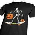 thumbnail image 6 of Halloween Skeleton T-Shirt Pumpkin Graphic with Short Sleeve | Crewneck 100% Cotton Soft Graphic Print Unisex Tee, Black, Size XL, 6 of 6