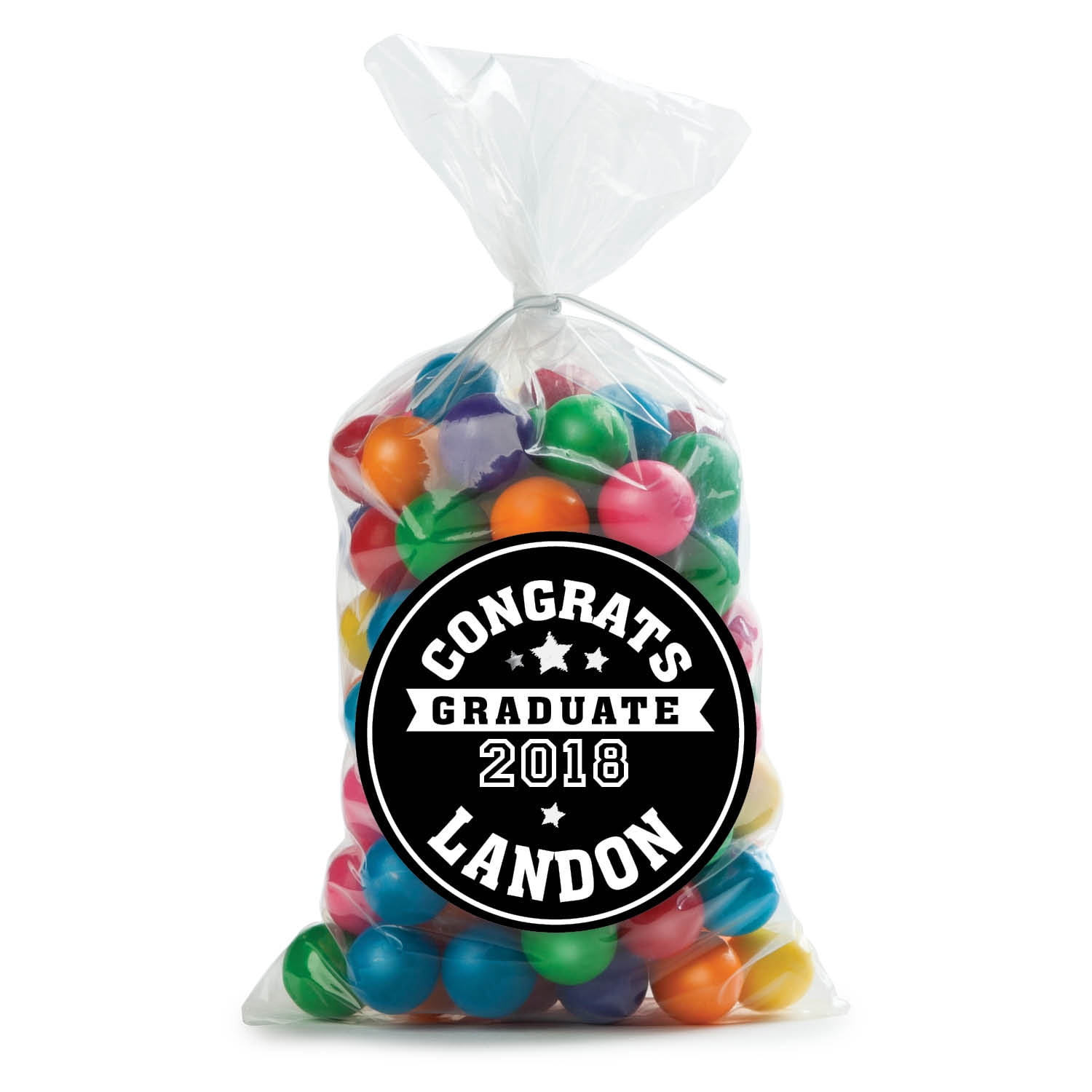 Congrats Grad Personalized 24-Pc Sticker and Treat Bag Set