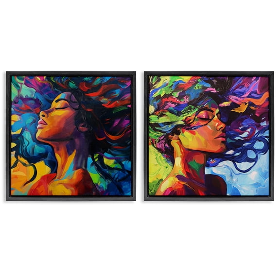 Stupell Industries Radiant Flow Of Colors 2 Piece Black Framed Floater Canvas Set, design by Svetlana Aleynikova