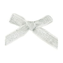 SLYNSHome Christmas Bow Glitter Velvet Mini Red Ribbon Bow Tie,Wreath Ornaments for Christmas Tree Xmas Decoration - White