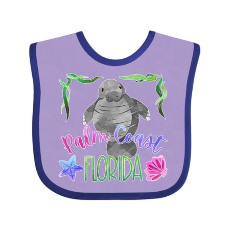 

Inktastic Palm Coast Florida Cute Swimming Manatee Gift Baby Boy or Baby Girl Bib