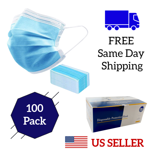 Download Face Masks 100 Pcs Disposable 3 Ply Cotton Fabric W Elastic Ear Loop Walmart Com Walmart Com PSD Mockup Templates