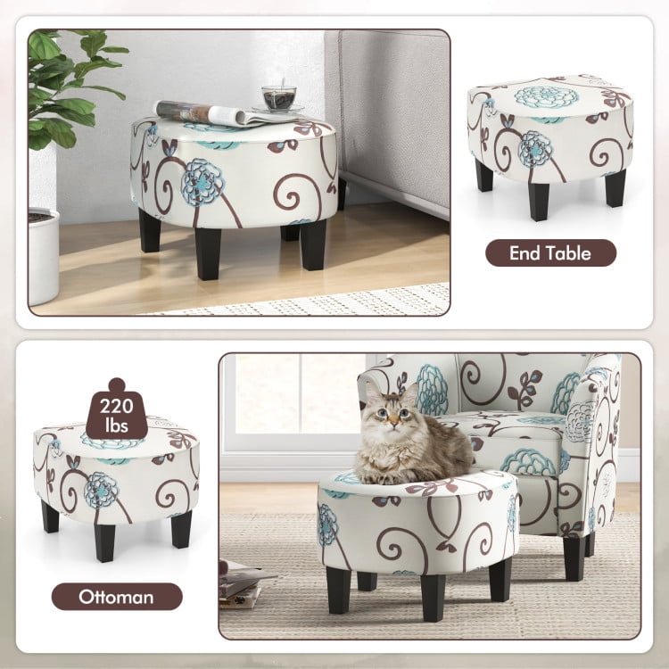 Finihen Accent Chair with Ottoman Set, Modern Accent Tub Chair and Ottoman Set with Fabric Upholstered, for Living Room, Bedroom, Beige Finihen Accent Chair with Ottoman Set, Modern Accent Tub Chair and Ottoman Set with Fabric Upholstered, for Living Room, Bedroom, Beige