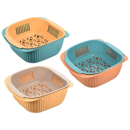 

Uxcell Kitchen Plastic Colander Vegetables Food Strainer-Blue Yellow+Blue Orange+Grey Yellow(3PCS)