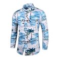 thumbnail image 4 of Camisa estampada para hombre, camisa de temperamento ajustada, camisa informal de manga larga con solapa Floral para hombre, camisa de talla grande versión coreana para hombre Pompotops  oipoqjl50360, 4 of 7