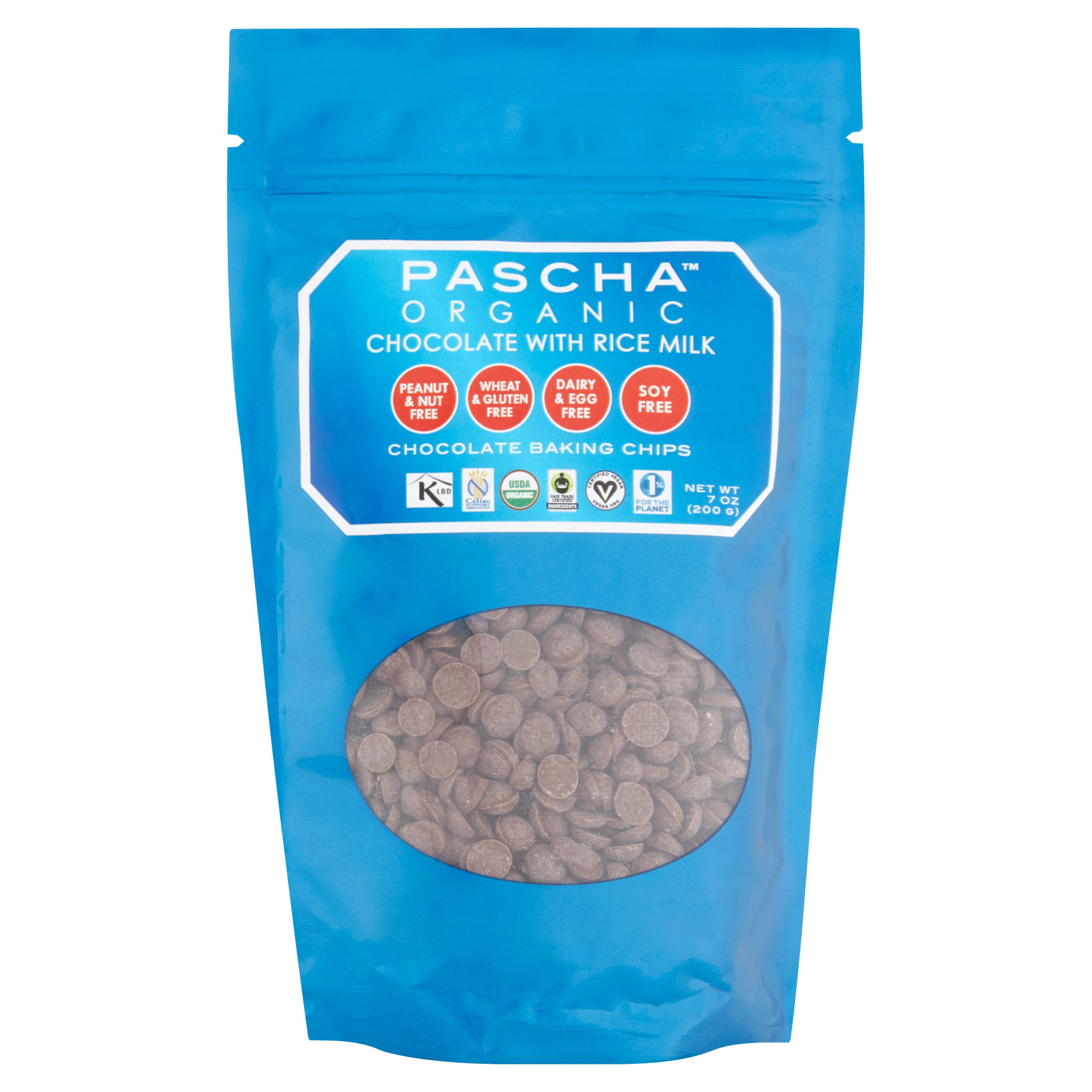 Pascha Organic Chocolate Baking Chips with Rice Milk, 7 oz, 8 pack by Pascha Chocolate Co