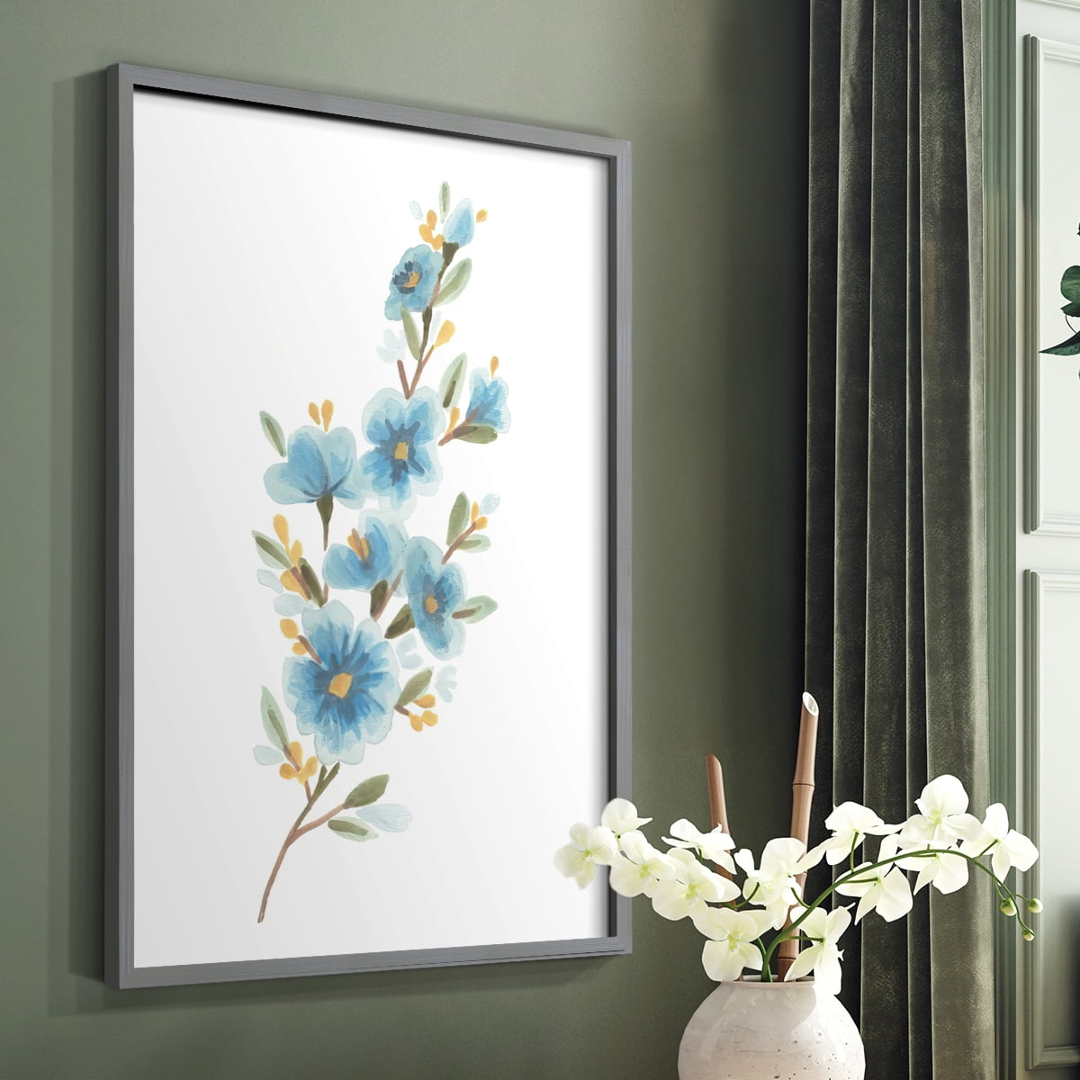 Wildflower Sprig II Framed Print - Solid Wood in Single Picture Frame Solid Wood 2 Framed Print