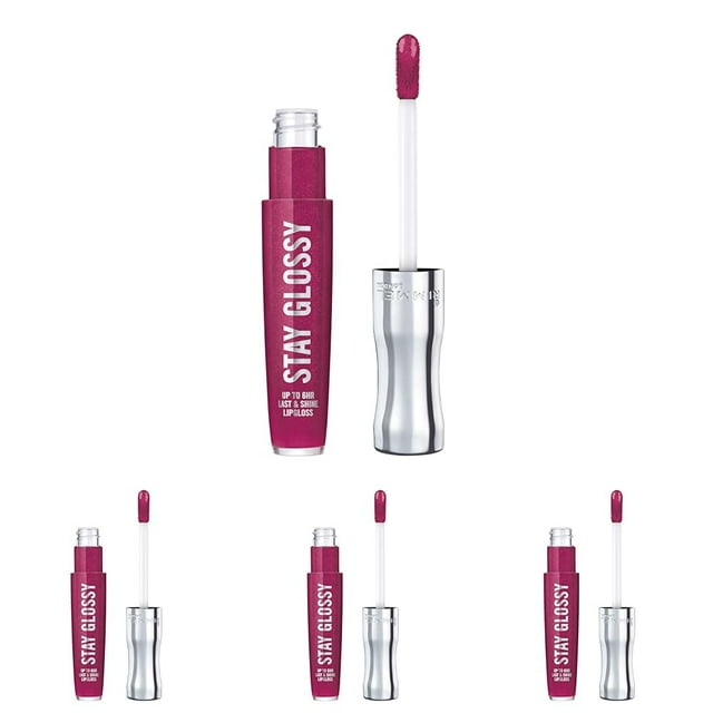 Brillo de labios Rimmel Stay Glossy 400 Berry Bad, 5,3 ml (paquete de 4)