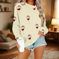 thumbnail image 4 of qucoqpe Christmas Pullovers for Women 2025 Fall Winter Fashion Christmas Wine Glass Printed Crewneck Long Sleeve Oversized Sweatshirts Tops All Season Outfits, 4 of 5