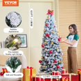thumbnail image 2 of 6.5ft Prelit Flocked Christmas Tree with 250 Warm White LED Lights and 814 Tips, Durable Metal Hinged Branches, Flame-Retardant PVC Tips, Sturdy Metal Base, Easy Assembly for Holiday Decorations, 2 of 11