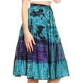 thumbnail image 4 of Sakkas Antonia Women's Skirt Tie Dye Boho Elastic Waist Adjustable Embroidery - Turq - One Size, 4 of 5