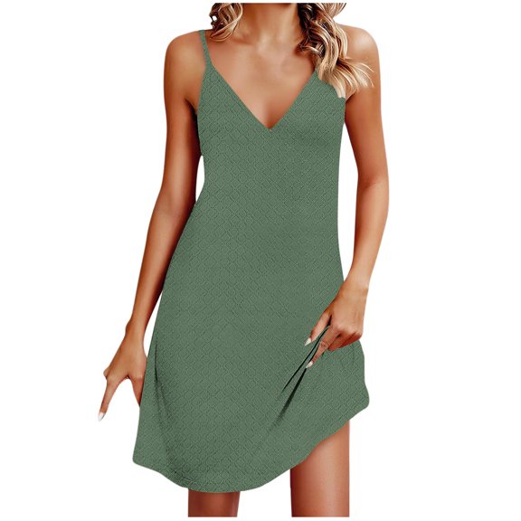 Admvng Women's Dresses Sleeveless V Neck Stretchy Casual Adjustable Buckle Camisole