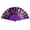 Purple, variant on 13" UV Glow Large Rave Fan for Men Women, Rave Essentials, Decorative Folding Hand Fan for Party, Home Decoration, Gift, Music Festival Essential, EDM Rave Accessories (Black)