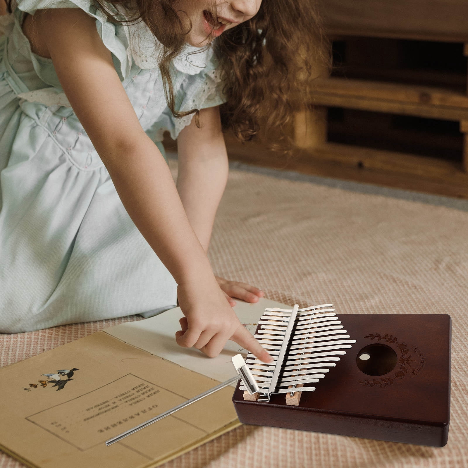 YOSADIER Portable Thumb Piano Small Music Instrument for Beginners and Music Lovers Coffee 17 Keys