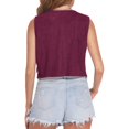 thumbnail image 4 of JULMCOMO Faux Suede Vest Tops for Women Fringe Button Down Sleeveless Casual Vest Jacket Cropped Cowboy Western Jacket Wine M, 4 of 7