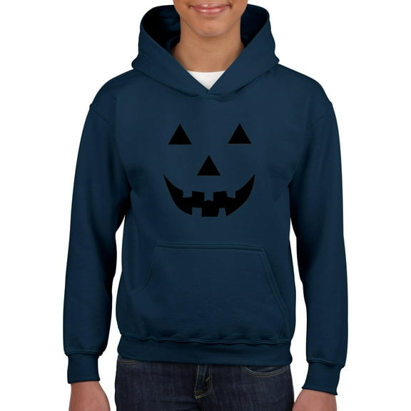 MmF - Big Boys Hoodies and Sweatshirts - Halloween Halloween Pumpkin Face in Black