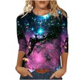 thumbnail image 1 of Blouses pour Femmes T-Shirt Imprimé Manches 3/4 Blouse Col Rond Décontracté, Blouses pour Femmes T-Shirts pour Femmes, Blouses pour Femmes Décontractées, 1 of 4
