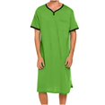 thumbnail image 7 of Afuyipoi Mens V-Neck Short Sleeve Sleepshirt, Long Robe, Short Sleeve Pajamas Mens Sleepshirt Loose Home Wear V-Neck Sleepwear Long Sleep Robe Green S, 7 of 7