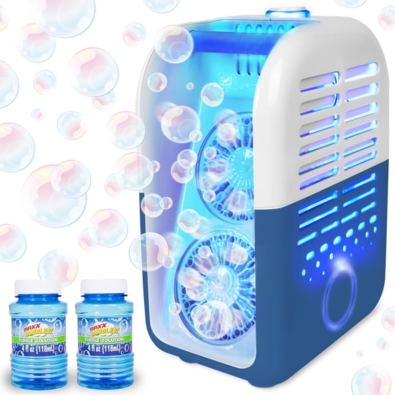 Máquina para fiestas Maxx Bubbles con solución de burbujas de 240 ml