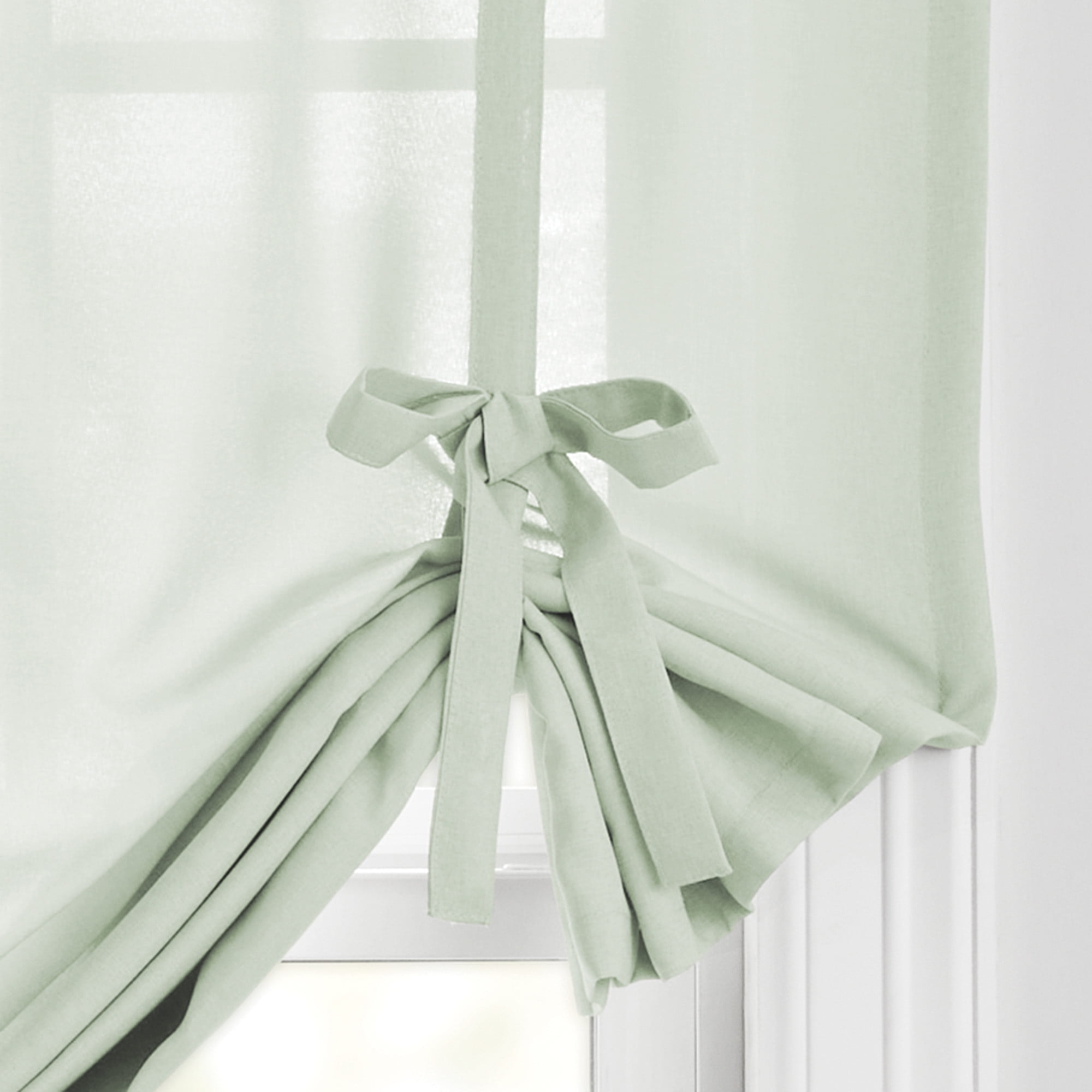 Mainstays Tie Up Balloon Shade, Soft Sea, 42 in x 63 in, 1 Piece