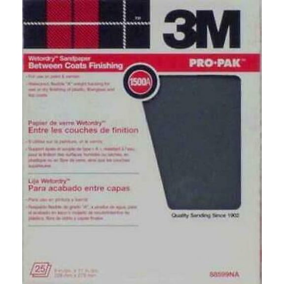 1pk 3M 88599 Sanding Paper Wet / Dry 9''X11'' 1500 Grit