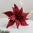 thumbnail image 4 of 9.8" Poinsettia Artificial Flowers Gold Christmas Flower Decorations with Clips and Stems, Glitter Christmas Tree Ornaments for Xmas New Year Wedding Party, 4 of 5
