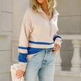 thumbnail image 6 of Long Sleeve Sweatshirts for Women Striped Half Zip up Tops Loose Fall Pullover Shirts Blue M, 6 of 8