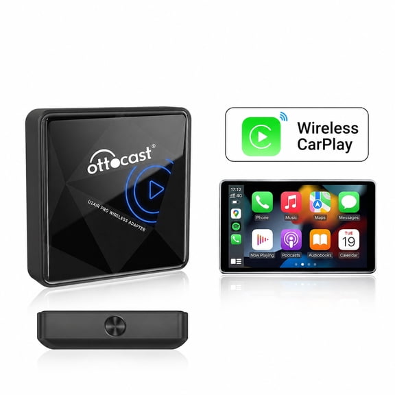 OTTOCAST U2Air Pro Wireless CarPlay Adapter, 5GHz WiFi, Auto Reconnect, Plug & Play, for Factory Wired CarPlay Cars