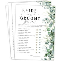 Bride or Groom Wedding Shower Game, Fun Bridal Shower Games, He Said She Said Trivia (Eucalyptus Neutral)