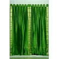 thumbnail image 3 of Lined Tab Top Sari Curtains 43"W x 120"L matching tiebacks- Handcrafted Forest Green Indian Drapes with Lining, Offering Privacy and Insulation for Living Room/Bedroom/Dining Room, Sold in Pairs, 3 of 6
